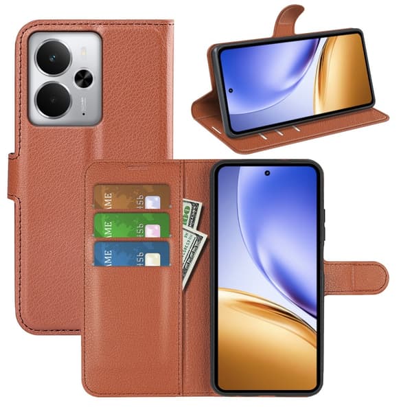 Classic Realme 14 5G flip etui - Brun