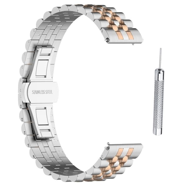 Garmin Forerunner 265S / 255S / Venu 2S / Vivoactive 4S rustfritt stålrem - Sølv / Sølv