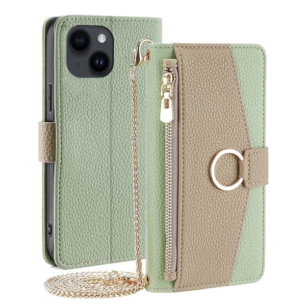 iPhone 15 väskfodral i veganskt läder - Grön