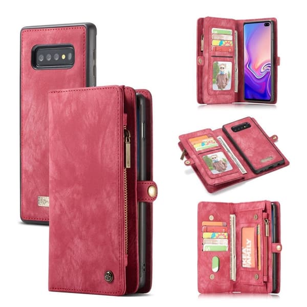 Caseme Samsung Galaxy s10 Multifunksjonelt Skinnetui - Rød