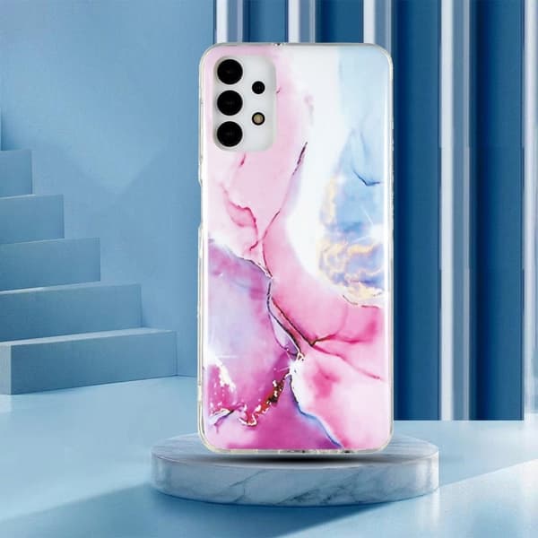 Marble Samsung Galaxy A13 4G Etui - Lyserød / Blå