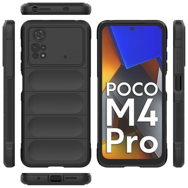 Blødt grebsformet cover til Xiaomi Poco M4 Pro - Sort