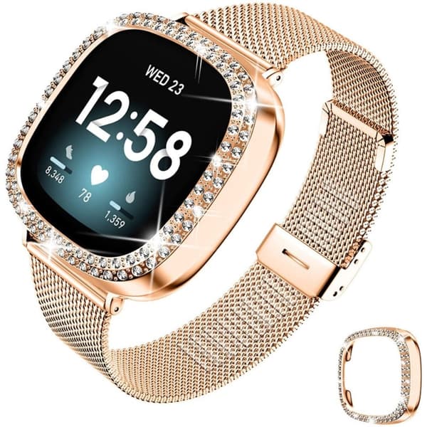 Fitbit Sense / Versa 3 milanesisk klokkerem i rustfritt stål - Rose Gull