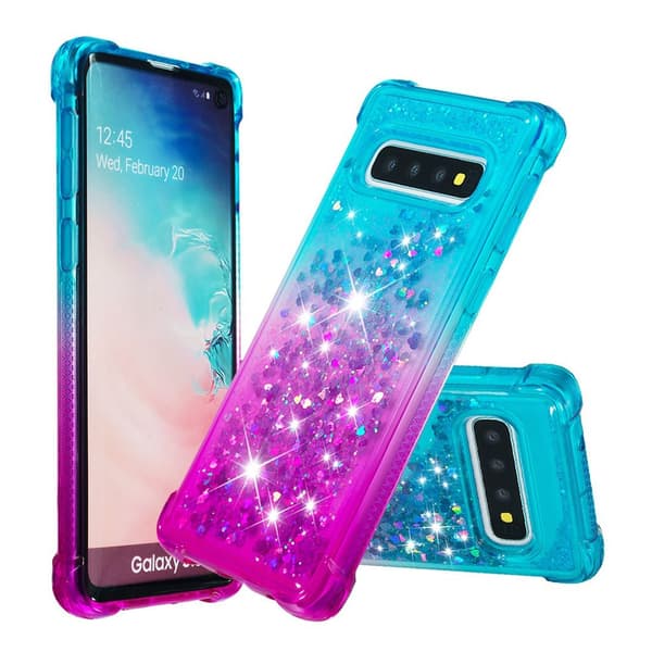 Samsung Galaxy S10 gradient glitter deksel - Baby Blå / Lilla