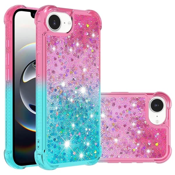 iPhone 16e Fleksibelt etui Gradient Quicksand Telefon bakdeksel - Rosa + Himmelblå