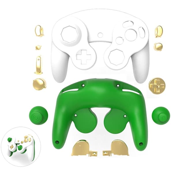 DATA FROG For Nintendo Gamecube Controller Housing Shell Plastic Replacement Case - Hvit + Grønn