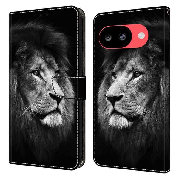 Plånboksfodral Google Pixel 10a mönstertryck stativ läderfodral med lock - Lejon