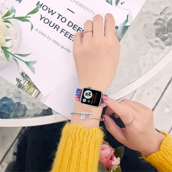 Apple Watch Series 8 (41mm) elastisk vævet urrem - Blå + Blå
