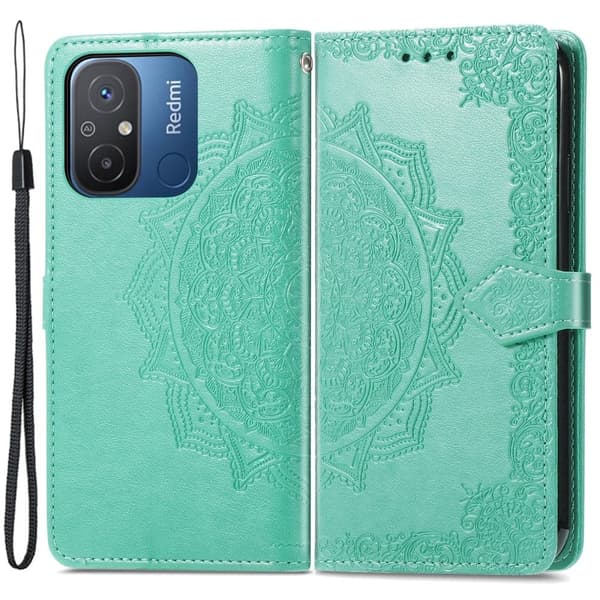 Mandala Xiaomi Redmi 12C / 11a Flip Etui - Grøn