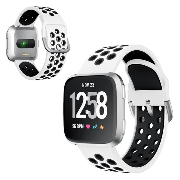 Fitbit Versa / Versa 2 cool silikone Urrem - Hvid / Sort