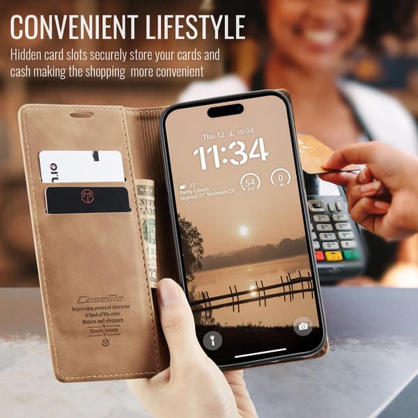 CaseMe iPhone 17 Pro vintage-etui - Brun