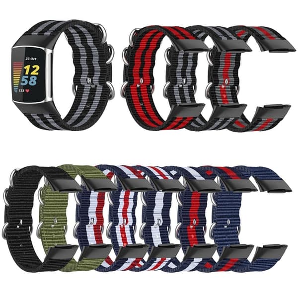 Fitbit Charge 5 elastisk klokkerem i nylon - Svart