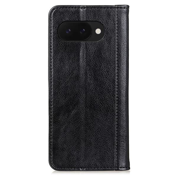 Google Pixel 9a ægte læderetui med magnetisk lukning - Sort