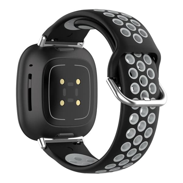 Fitbit Sense 2 / Versa 4 tofarvet silikone-urrem - Sort / Grå