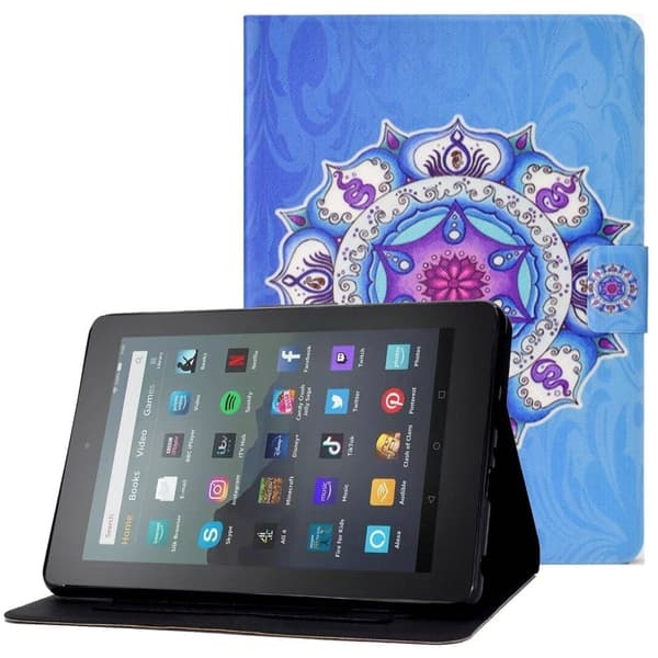 Amazon Fire 7 (2022) viileä kuvio nahkakotelo - Mandala