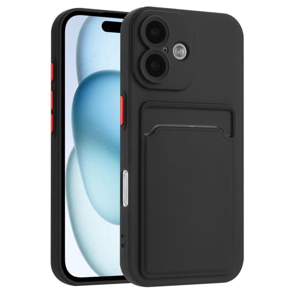 Deksel til kortholder for iPhone 16 Plus - Svart