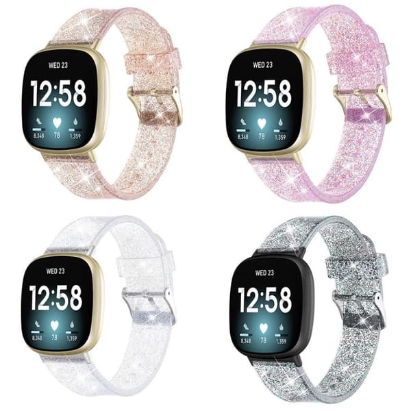 Fitbit Sense / Versa 3 glitrende pulver fleksibel urrem - Sort