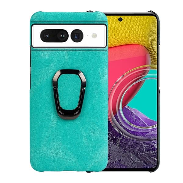 Stötsäkert läderfodral med oval kickstand för Google Pixel 7 Pro - Ljusgrön