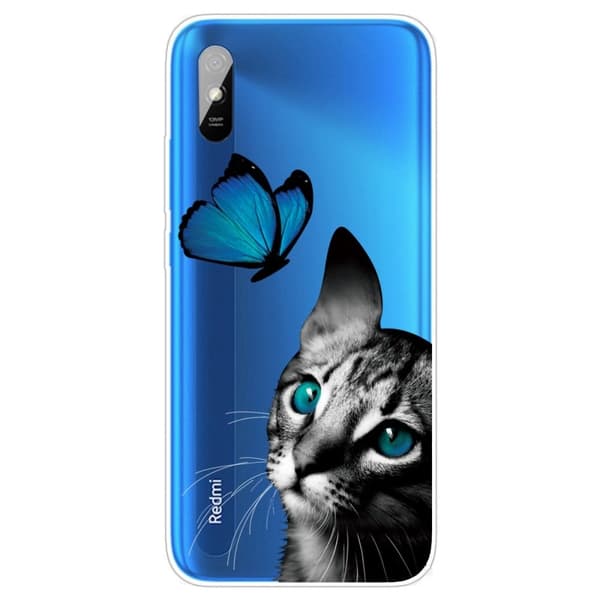 Butterfly läder Xiaomi Redmi 9A fodral - Silver/Grå