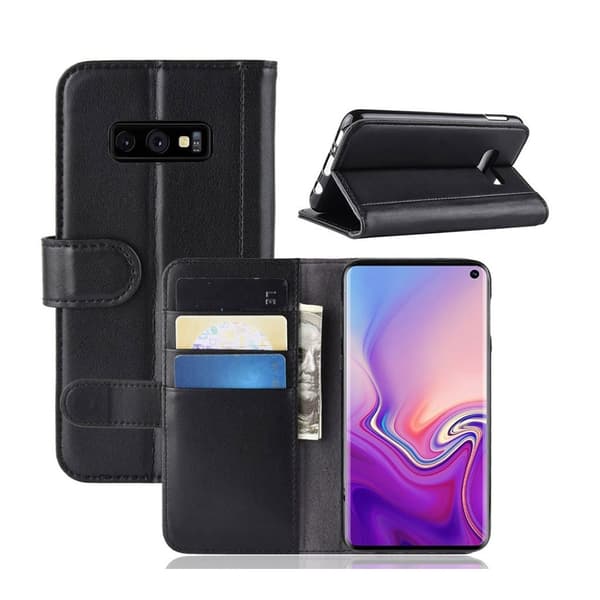 Samsung Galaxy S10e äkta split läderfodral - Svart