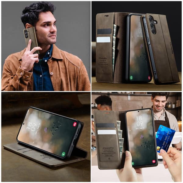 CaseMe Samsung Galaxy A35 vintage etui - Kaffe