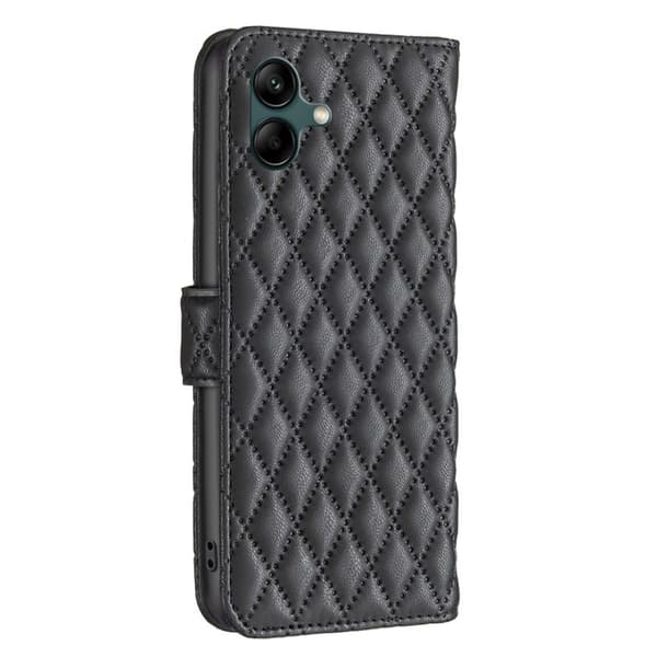 Rhombus mat Samsung Galaxy A04 flip etui - Sort