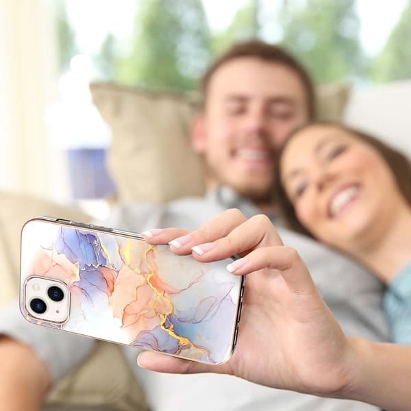 Marble design iPhone 14 cover - Mælkevej Marmor Hvid
