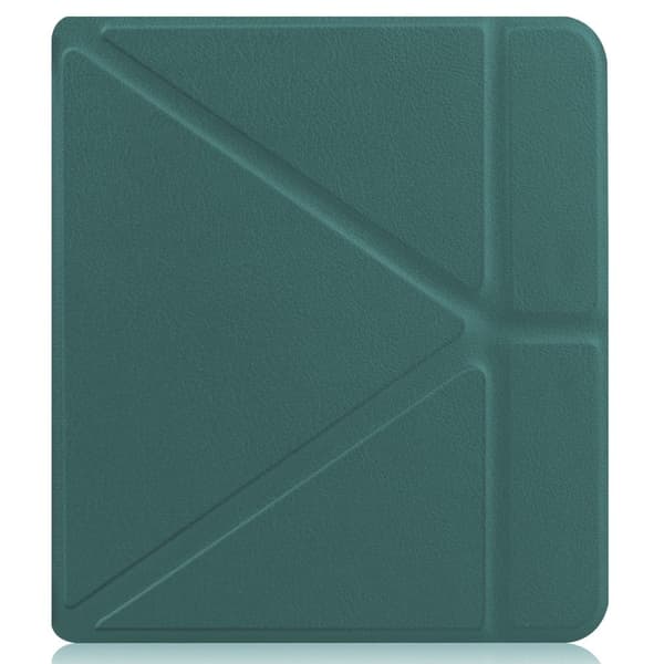 Kobo Libra 2 cool origami stand PU læder flip case - Sortliggrøn