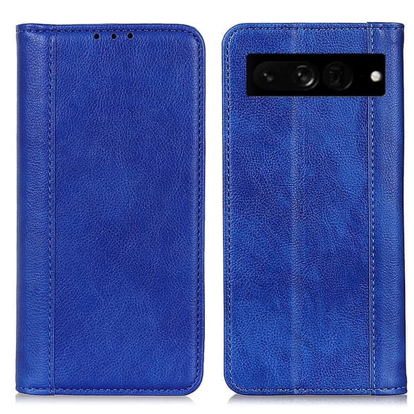 Ekte lærdeksel med magnetisk lukking for Google Pixel 7 Pro - Blå