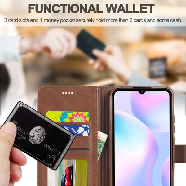 LC.IMEEKE Xiaomi Redmi 9A Flip Etui - Kaffe