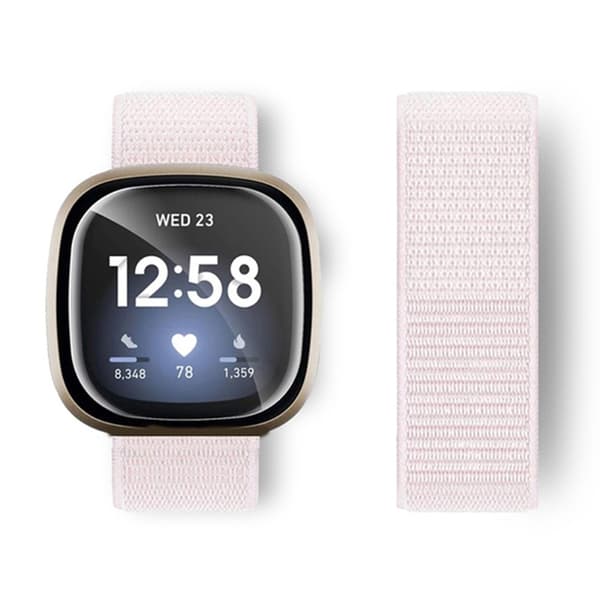 Fitbit Sense 2 / Versa 4 nylonrem - Perle Rosa
