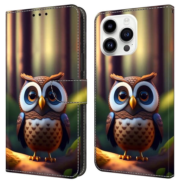 Wonderland iPhone 16 Pro flip-etui - Brun Liten Ugle