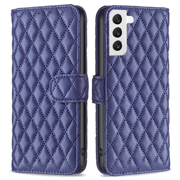 Rombemønster, matt flip-deksel for Samsung Galaxy S22 - Blå