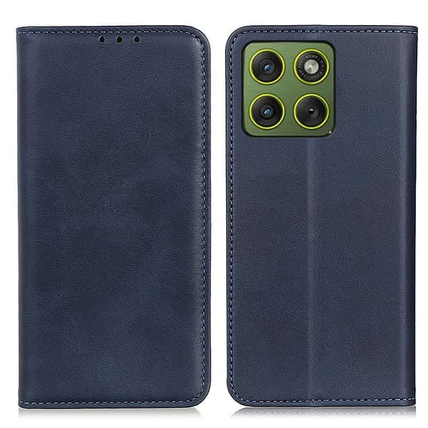 Hållbart konstläder Motorola Edge 70 fodral med plånbok - Blå
