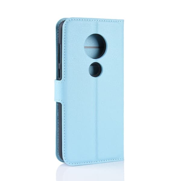 Motorola Moto G7 Litchi Skinnetui - Lys Blå