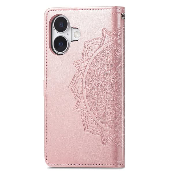 Mandala iPhone 17 etui i lær - Rose Gull