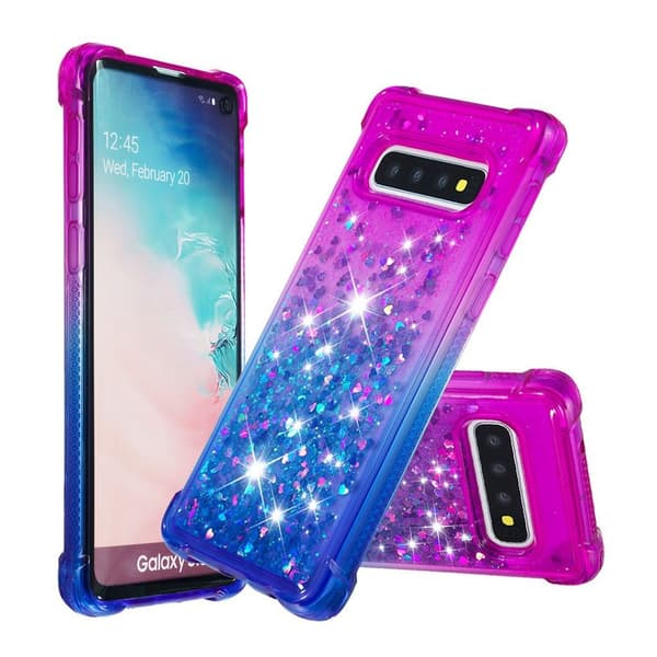 Samsung Galaxy S10 gradient glitter deksel - Lilla / Blå