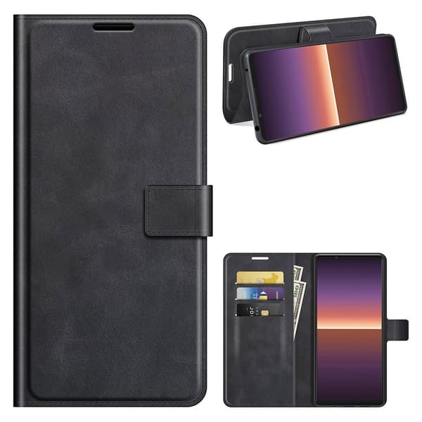 Wallet-style Læder Etui til Sony Xperia 1 Iii - Sort