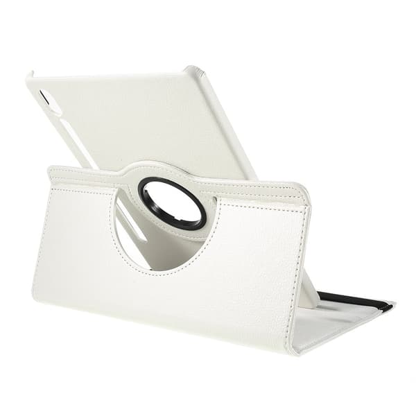 Samsung Galaxy Tab S9 / S8 Tablet Case med roterande stativ - Vit Med Elastiskt Band
