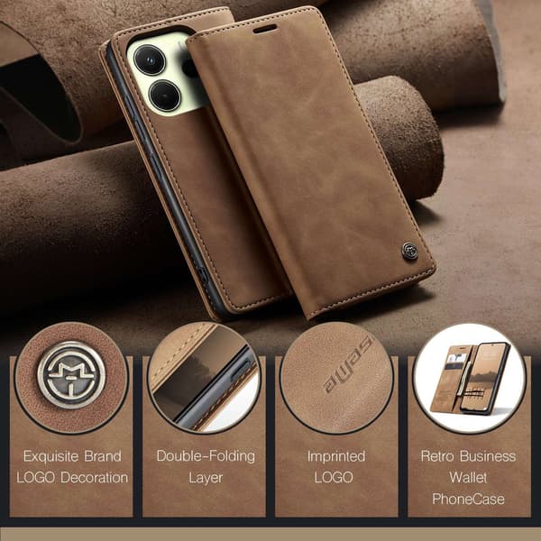 CaseMe Xiaomi Redmi Note 14 4G smooth etui - Brun