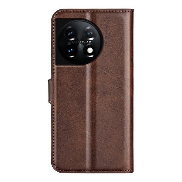 Læretui med Lommebok til OnePlus 11 - Mørkebrun