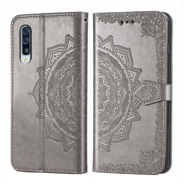 Mandala Samsung Galaxy A50 Flip kotelot - Harmaa