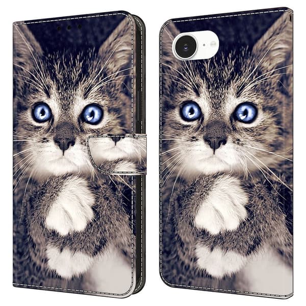 Wonderland iPhone 16e flip etui - Håndholdende Kat