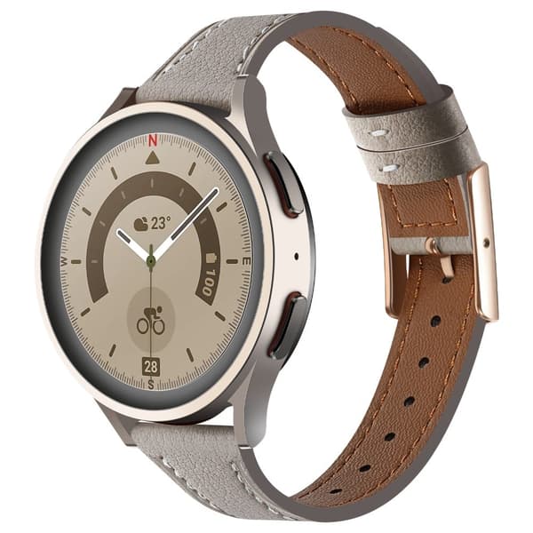 20mm Universal Smartwatch rem Ægte ko-læderrem udskiftning - Grå