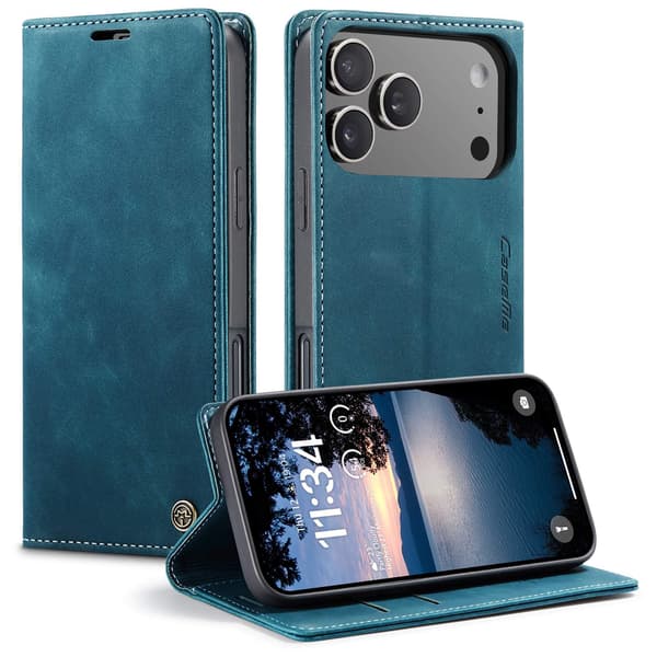 CaseMe iPhone 17 Pro Max vintage etui - Blå