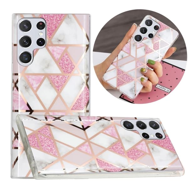 Deco Samsung Galaxy S23 Ultra Etui - Electroplated Rosa Klinkekule