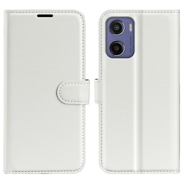 Classic Motorola Moto E15 flip etui - Hvit