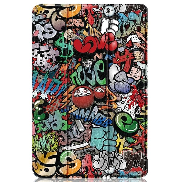 Google Pixel Tablet cool pattern tri-fold læderetui - Graffiti