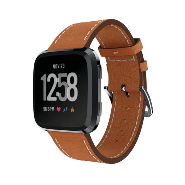 Fitbit Versa 23mm ægte læder urrem - Brun