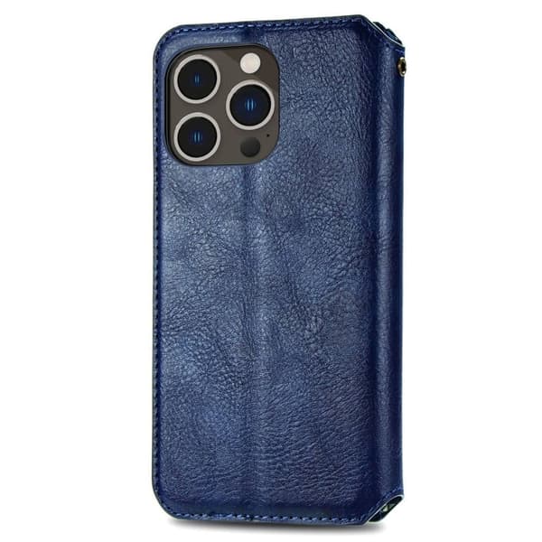 Läder iPhone 14 Pro fodral med romb-design - Blå